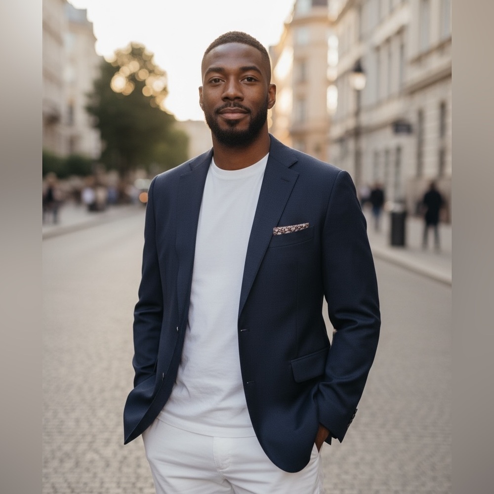 TaylorMade Classic Navy Blue Blazer Made From A Fine Wool Blend☑️
